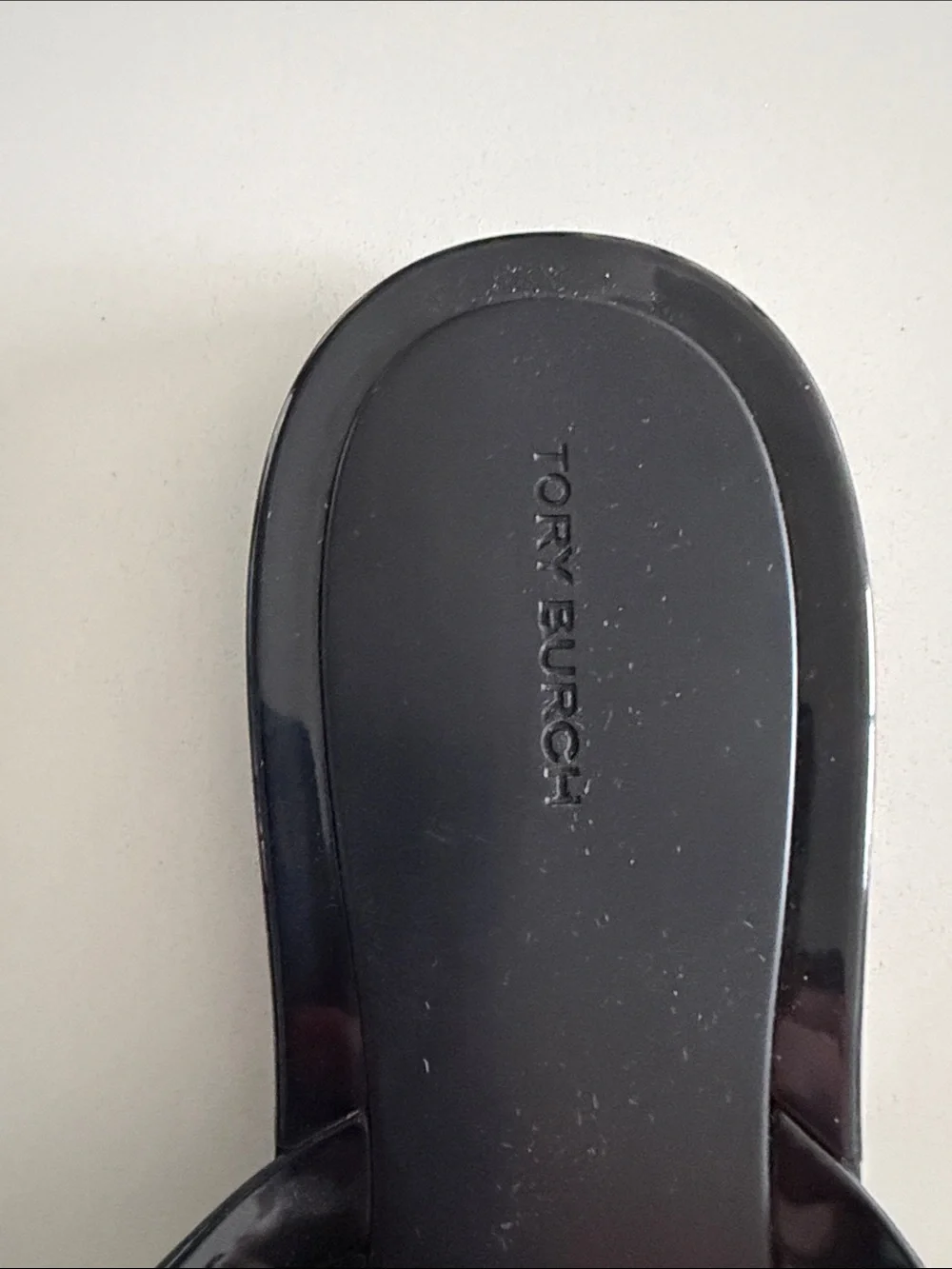 Tory Burch Black Square-Toe Thong Sandals with Subtle Gold Emblem - Picture 3 of 7